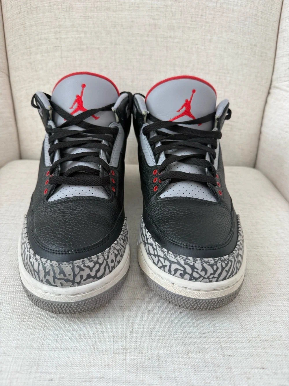 Nike Air Jordan 3 Retro Black Cement Mens 11.5 Leather Basketball Sneakers 2017